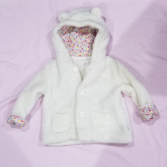 Baby Gap Fuzzy Bear Hoodie Jacket 18-24 months - Picture 3 of 4